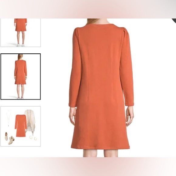 Loft Rust Orange Shift Cotton Dress - Picture 2 of 8